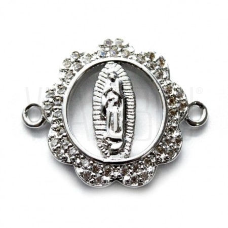 Entremeio Nossa Senhora 16mm - Latão banhado a platinum com zircónia