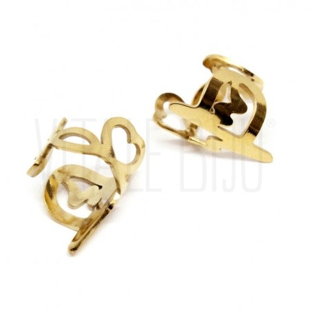 Anilha Batimento Cardíaco 11.5x13mm - Aço Inox Dourado  ( Ear Cuff)