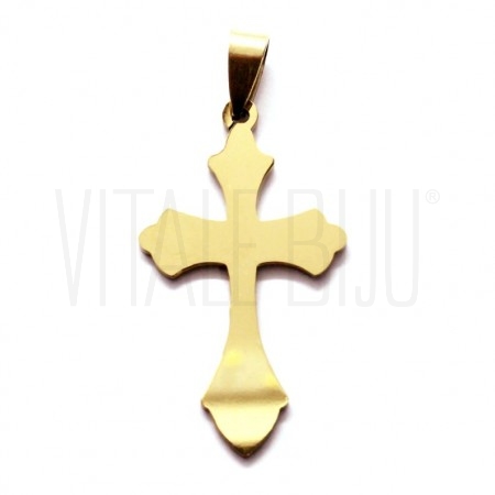Pendente Cruz 40x23.5mm - Aço inox Dourado