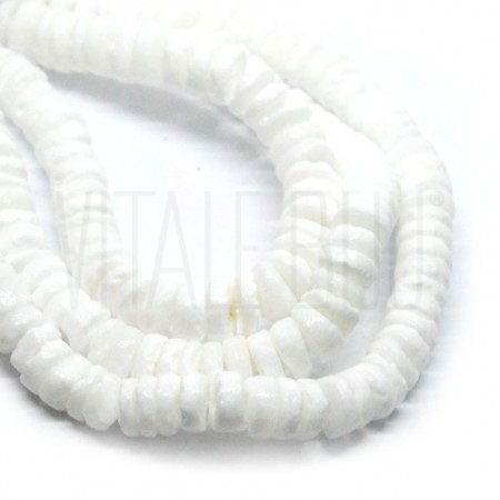 Fiada discos de Coral de Bambu +/- 6mm Irregular - BRANCO