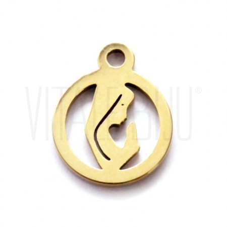 Pendente Nossa Senhora 18x15mm - Aço Inox Dourado