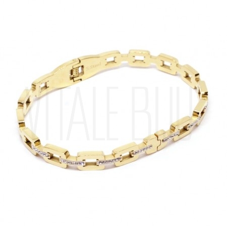 Pulseira Elo Retangular c/ Zir...