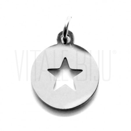 Medalha Estrela 10mm - Aço Ino...