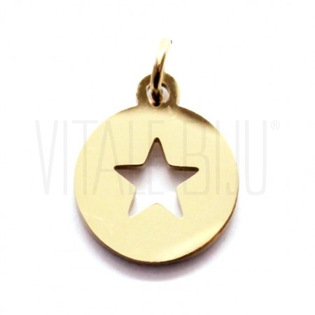 Medalha Estrela 10mm - Aço Ino...