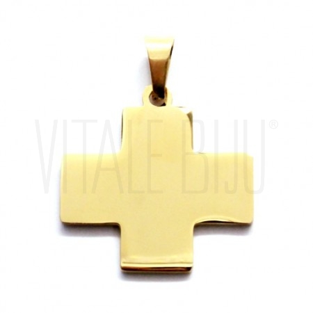 Pendente Cruz Grega 20x19.5mm - Aço Inox Dourado