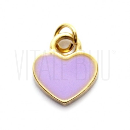 Pendente Coração 12x10mm - Aço Inox Dourado com Verniz - LAVANDA