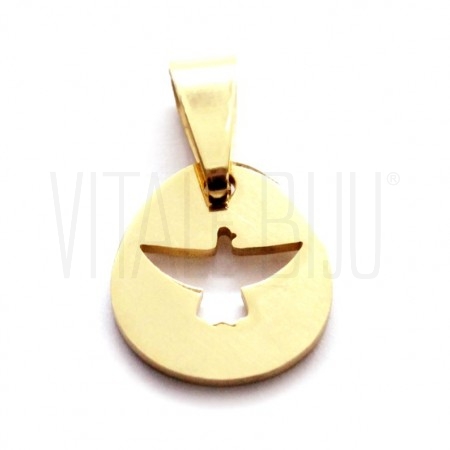 Medalha Espírito Santo 12x11mm - Aço Inox Dourado