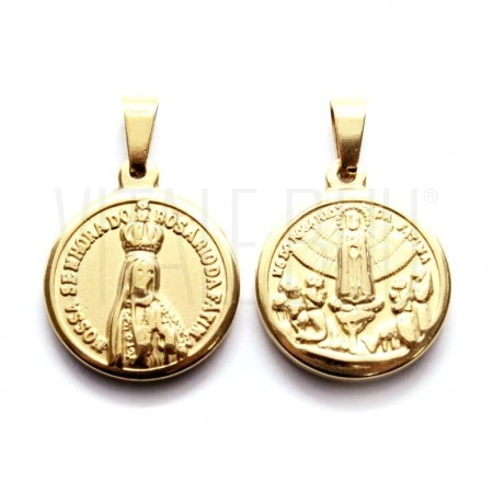  Medalha Nossa Senhora Fátima 24x20mm - Aço Inox Dourado