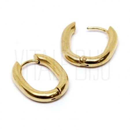 Brinco Oval 15.5x14mm - Aço In...