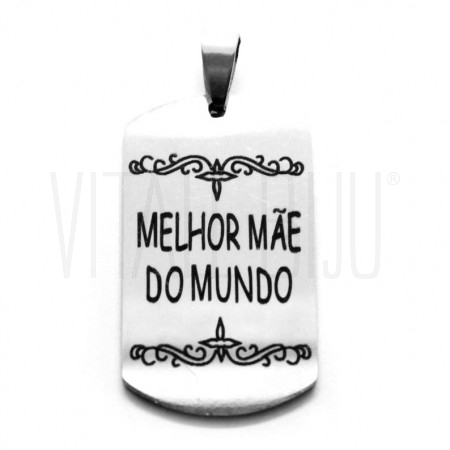 Medalha "Melhor Mãe do Mundo" 38x22mm - Aço Inox