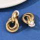 Brinco de Pressão/Mola Circulos  30x18mm - Aço Inoxidável 304 Ouro 18K  