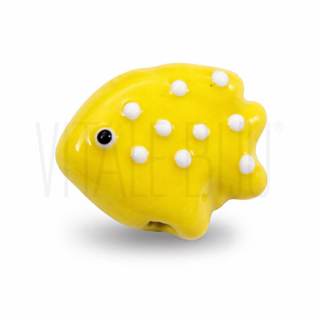 Conta Peixe em Cerâmica Amarel...