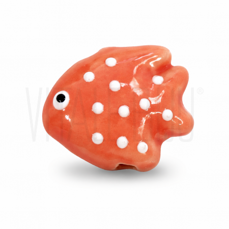 Conta Peixe em Cerâmica Coral ...