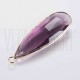 Pendente gota borda em latão Cristal Facetado 43x14.5mm - ROXO