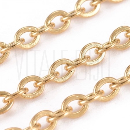 Corrente elo oval achatado 1.8mm - Aço Inox - Dourado