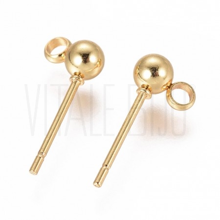 Base brinco bola 4mm - Aço Inox Dourado