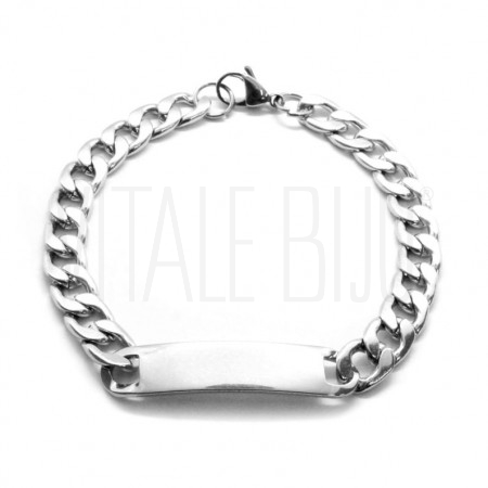 Pulseira Masculina 22cm x 8.5mm - Aço Inox  (ideal para gravação)