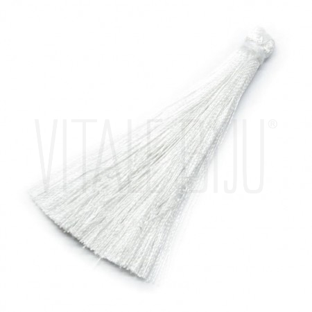 Pompom de seda 65x7mm - BRANCO