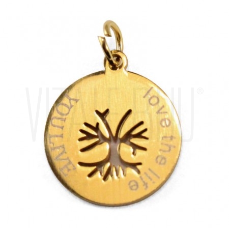 Medalha Árvore da Vida 15mm - Aço Inox Dourado