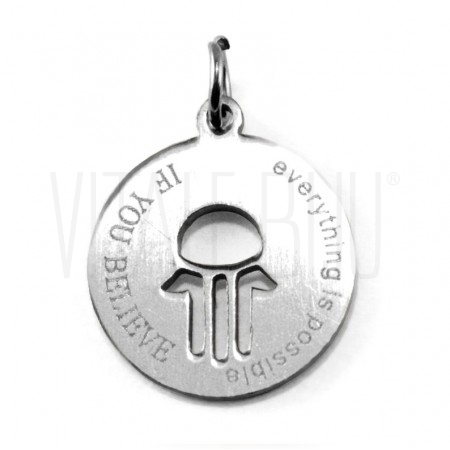 Medalha hamsá 15mm prateada - Aço inox