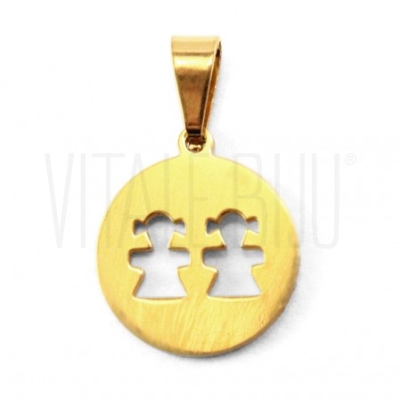  Medalha 15mm aço inox - 2 MEN...