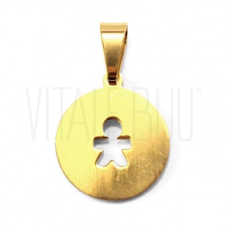  Medalha Menino 15mm - Aço Inox Dourado