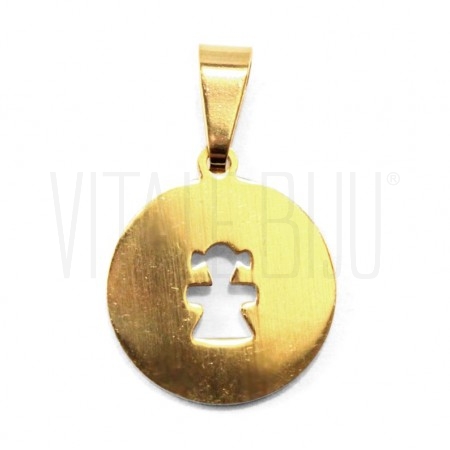 Medalha Menina 15mm - Aço Inox Dourado