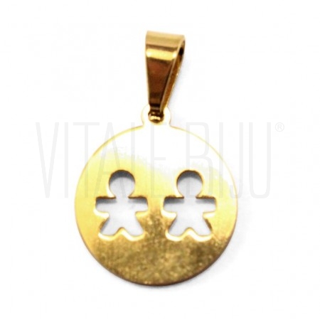  Medalha 15mm aço inox - 2 MEN...