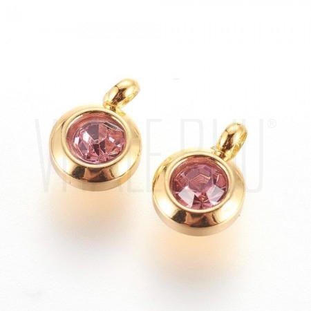 Pendente Brilhante 6.5mm - Aço Inox  Dourado - Rosa