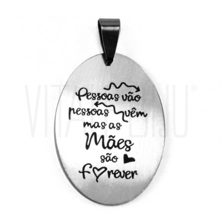  Medalha Mãe forever 35x25m - aço inox prateado