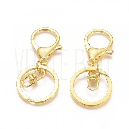 Argola Porta Chaves com Mosquetão 30mm - Dourado