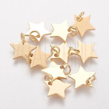 Pendente Estrela 12mm - Aço Inox Dourado