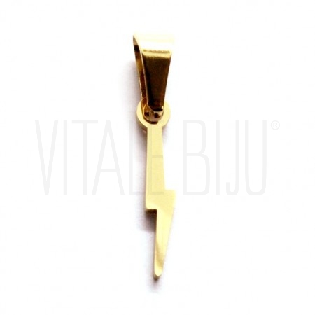 Pendente Raio 15x3mm - Aço Inox Dourado