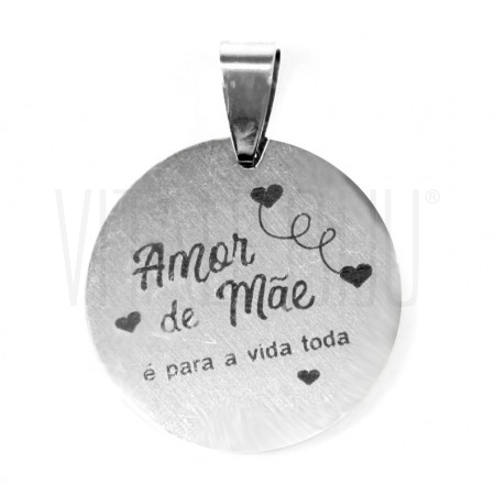 Medalha Amor de Mãe 25mm - Aço...
