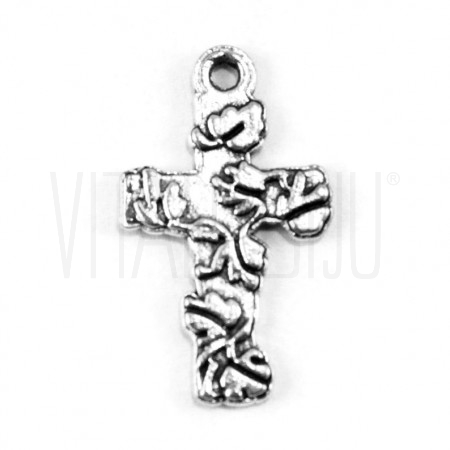 Pendente cruz folhas 23x14mm