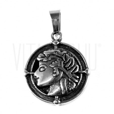Medalha romana 21mm - aço inox em relevo prateado