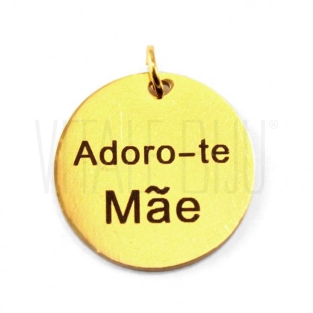 Medalha adoro-te mãe 15mm - aço inox