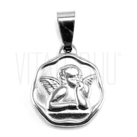 Medalha anjo 18mm - aço inox prateado