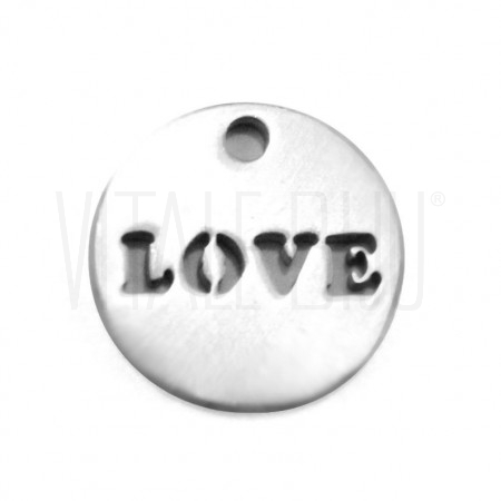  Medalha "Love" 12mm - Aço Inox