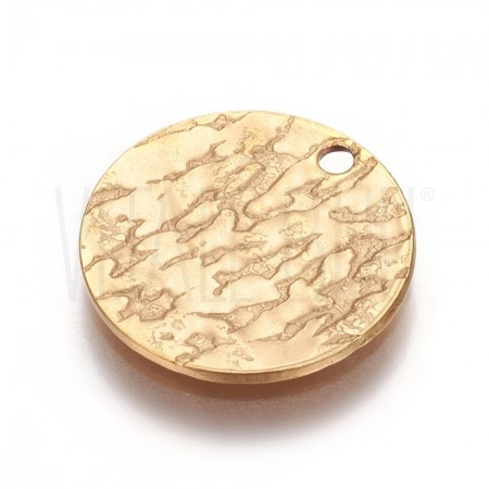 Medalha Texturizada  15mm  - Aço inox Dourado