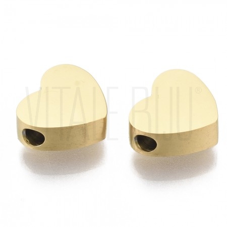 Pendente/Entremeio Coração 8x7mm - Aço Inox Dourado