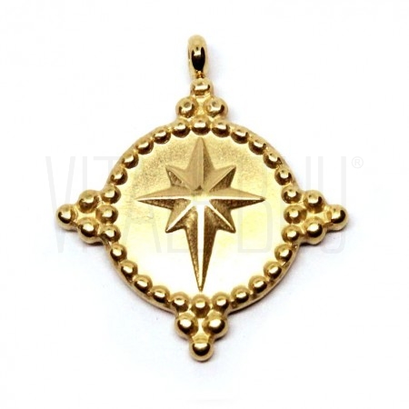 Pendente estrela (rosa dos ventos) 25x22mm - aço inox dourado