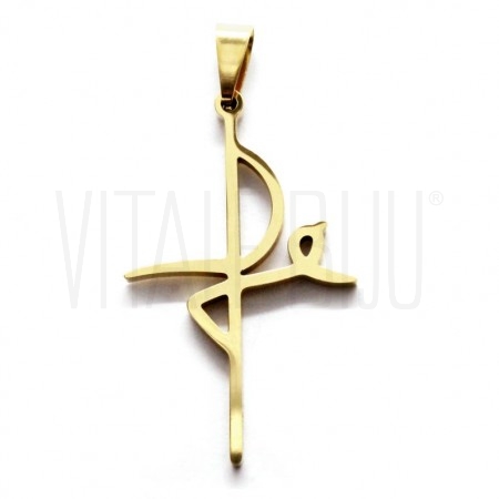 Pendente Fé 30x16mm - Aço Inox - Dourado