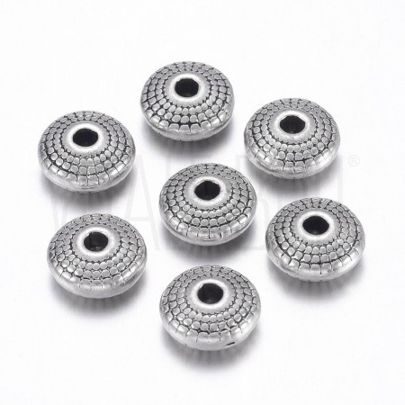 Pack 10 separador/ Contas estilo tibetano, sem chumbo e cádmio 8 mm furo: 1,5 mm - prateado