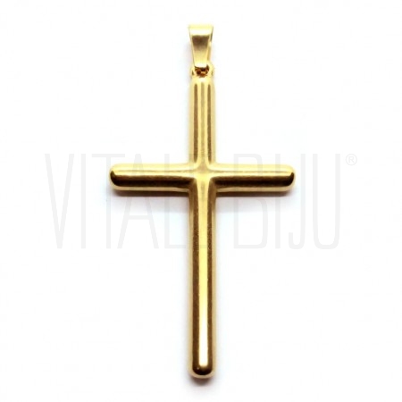  Pendente cruz 50x28mm - Aço inox dourado