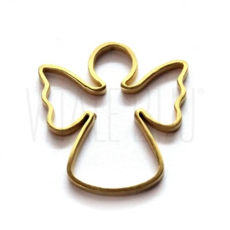 Medalha anjo vazado dourado 15x15mm - aço inox