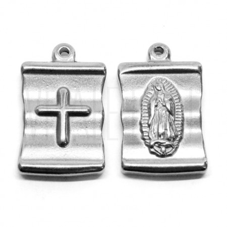 Medalha Nossa Senhora de Guadalupe 24x15mm - Aço Inox Prateado