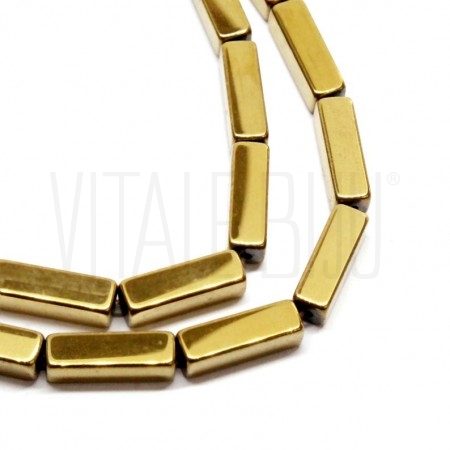 Pack 5 Contas Hematitas 13x4mm - Dourado