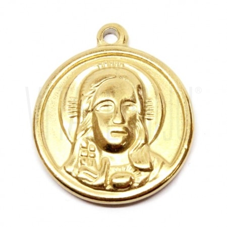 Medalha Jesus 22mm dourado - Aço inox 