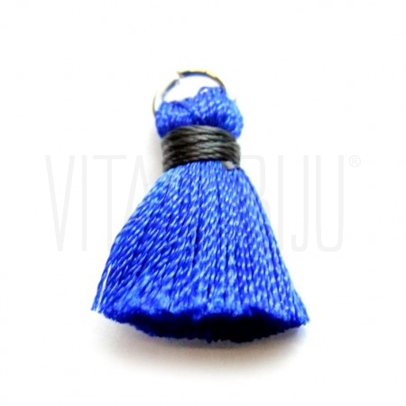 Pompom de seda azul royal com ...